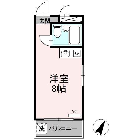 パーム南福岡(ワンルーム/3階)の間取り写真