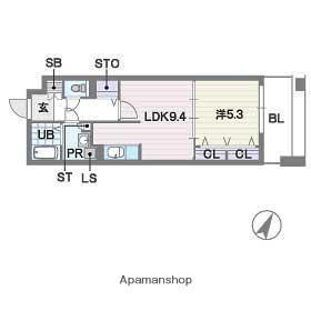 ディー・ウイングタワー(1LDK/6階)の間取り写真