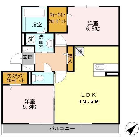 オッツ丸善(2LDK/3階)の間取り写真