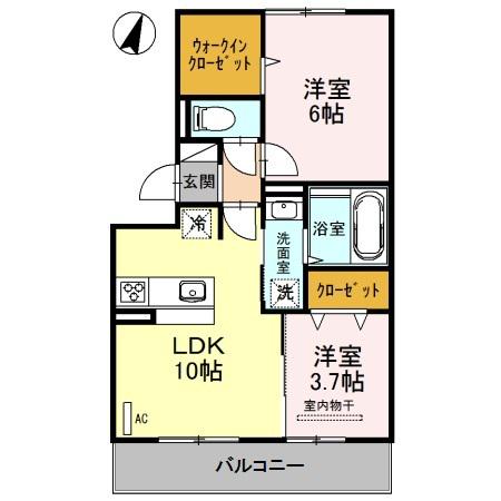 BELLDEMEUREB棟(2LDK/3階)の間取り写真