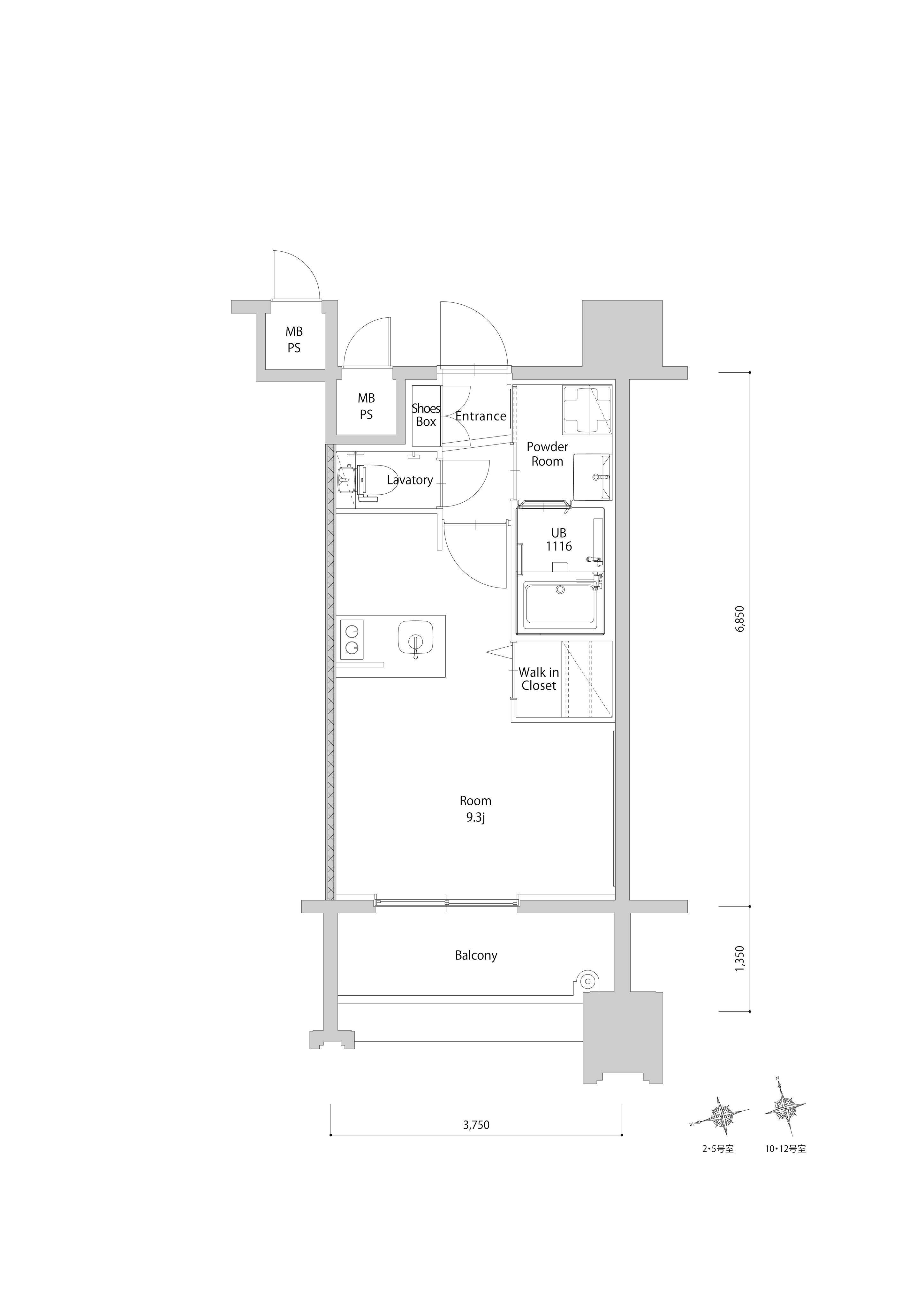 エンクレスト博多EXCEED(ワンルーム/9階)の間取り写真