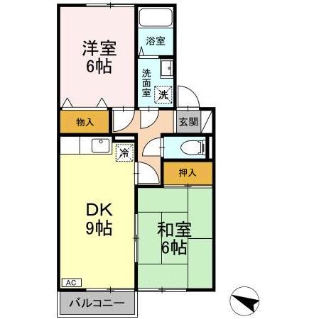 シェルボワ・香椎(2LDK/2階)の間取り写真