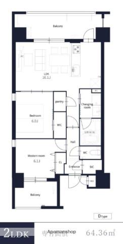TONOクリスタル上人橋(2LDK/4階)の間取り写真