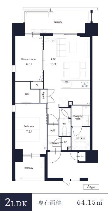 TONOクリスタル上人橋(2LDK/5階)の間取り写真