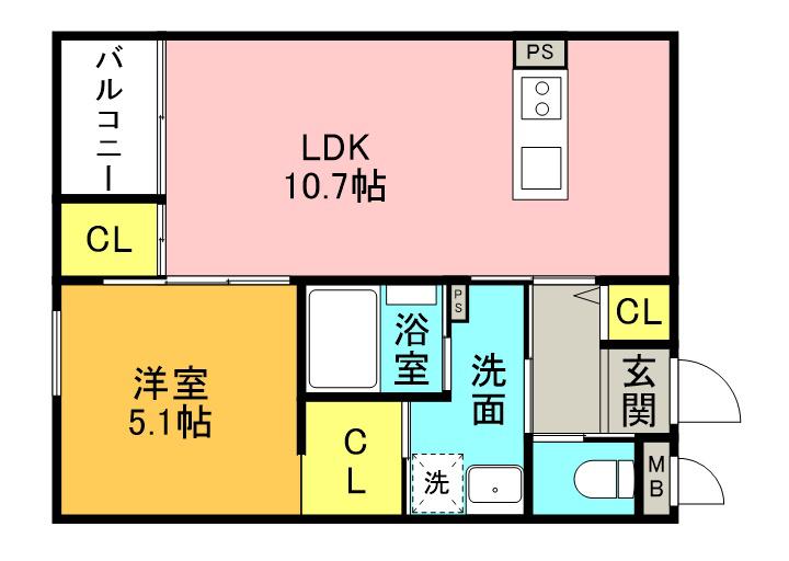 CASTAGNA(1LDK/1階)の間取り写真