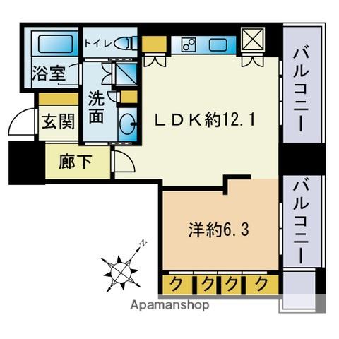 グランドメゾン福岡 THE CENTRAL LUXE(1LDK/2階)の間取り写真