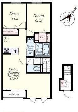 プルニエール博多(2LDK/2階)の間取り写真