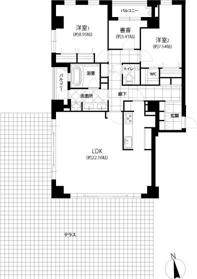 THE GOLDMANCASTLE SAKURAZAKA FOR(4LDK/1階)の間取り写真