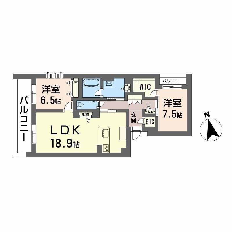 ワイエア平尾浄水(2LDK/2階)の間取り写真