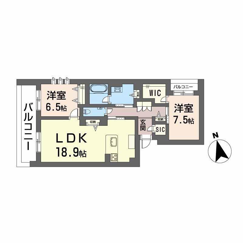 ワイエア平尾浄水(2LDK/3階)の間取り写真