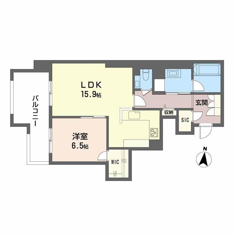 シャーメゾンリュクス大濠(1LDK/2階)の間取り写真