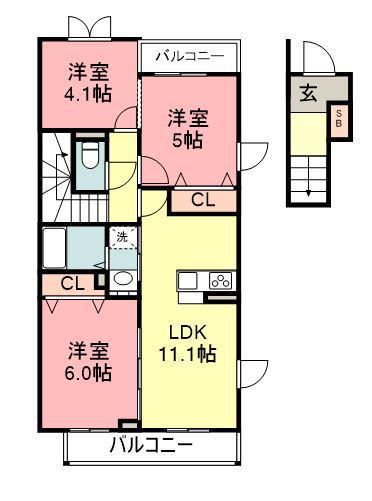 シャルマン青葉(2SLDK/2階)の間取り写真