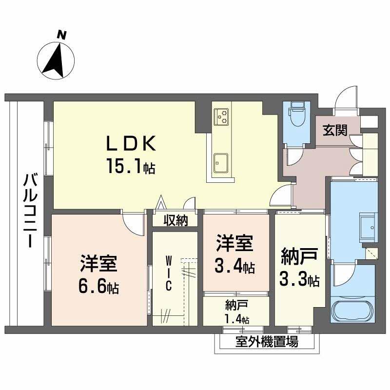 シャーメゾングラン南福岡(2SLDK/3階)の間取り写真