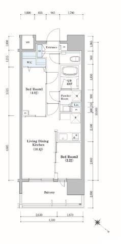 AIFLAT博多祇園(2LDK/7階)の間取り写真