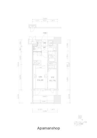 グランフォーレ千早マークスクエアウエストウイング(1LDK/5階)の間取り写真