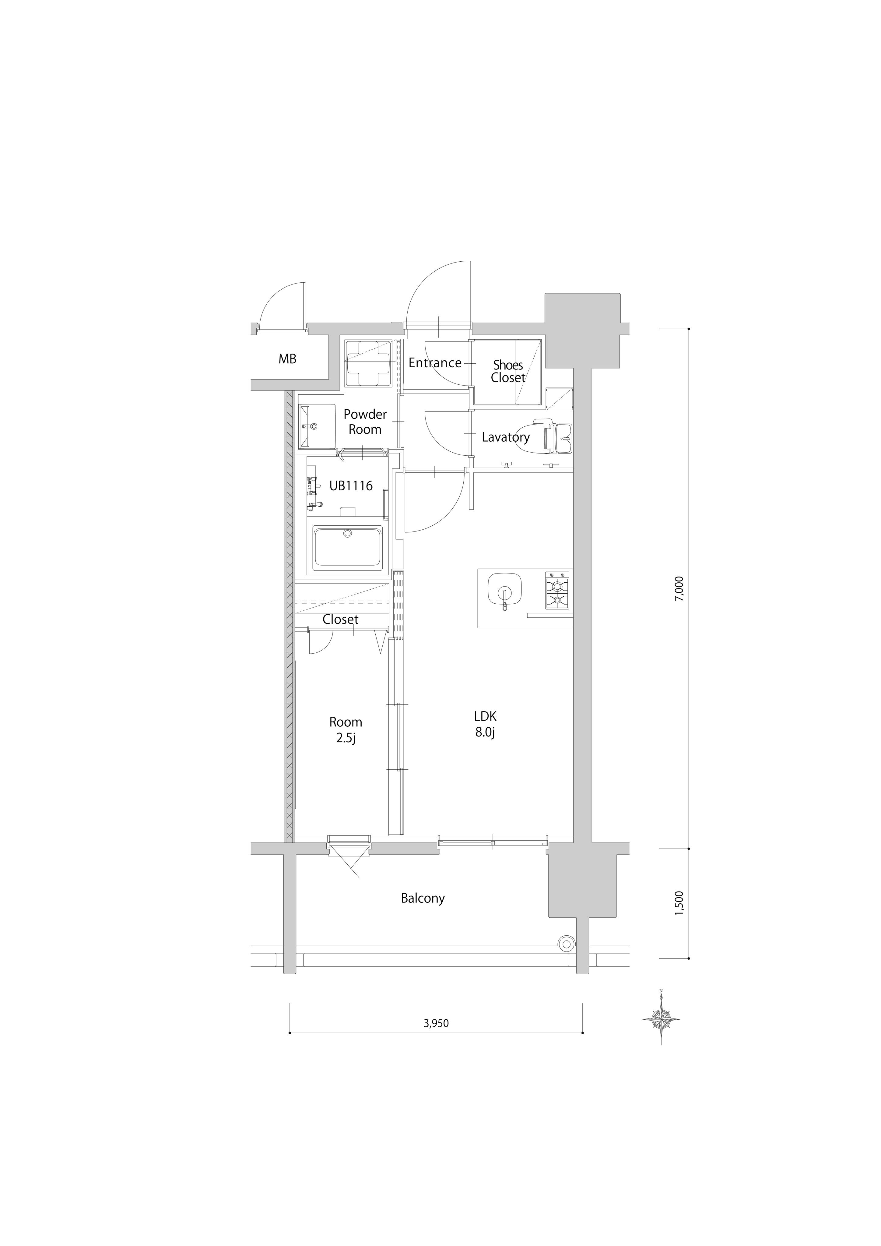 エンクレスト博多PARKSIDE(1LDK/9階)の間取り写真