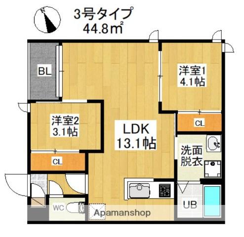 REGALEST 悦陽正守(2LDK/3階)の間取り写真