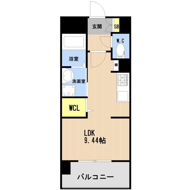 LIBTH箱崎宮前(ワンルーム/14階)の間取り写真