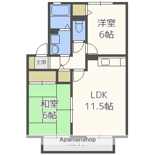 エスポアール大柳(2LDK/1階)の間取り写真