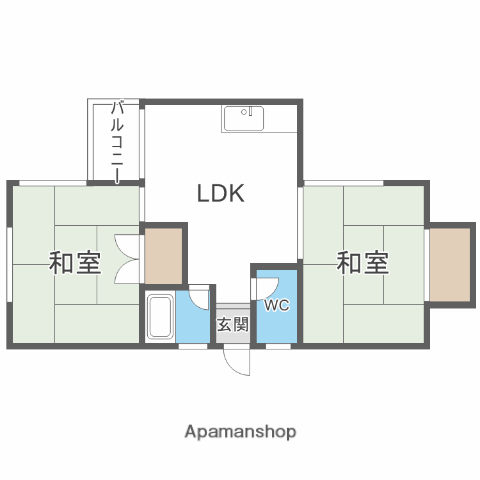 尾仲コーポ(2DK/2階)の間取り写真