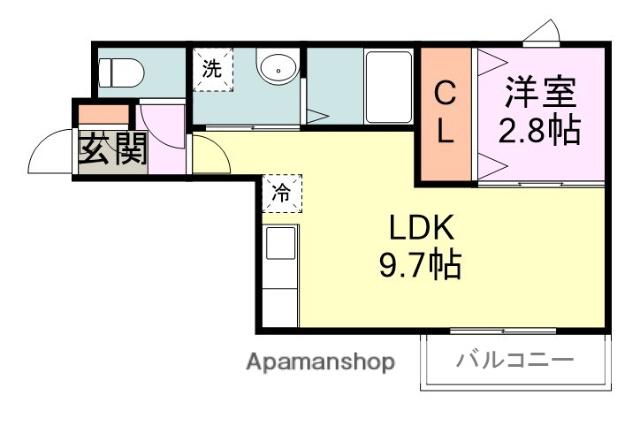 東区香椎4丁目AP(1LDK/2階)の間取り写真