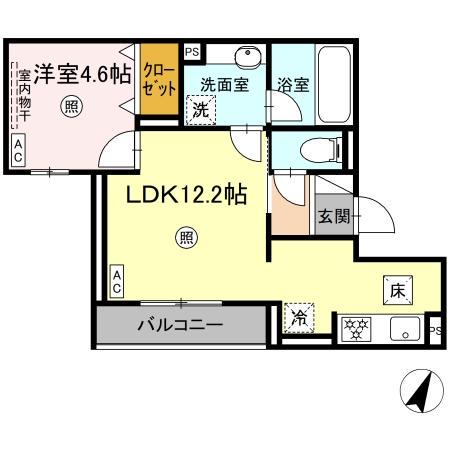 SIX REVES(1LDK/1階)の間取り写真