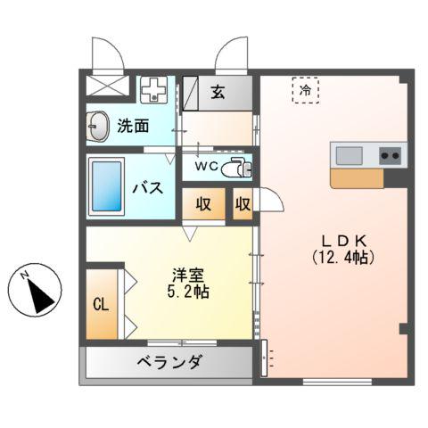 SIMA笹丘(1LDK/2階)の間取り写真