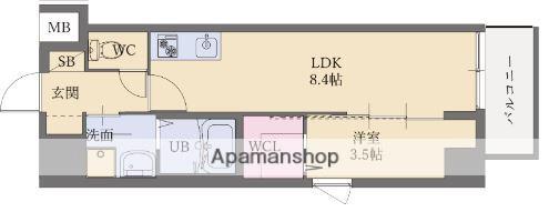 LIFEFIELD諸岡2(1LDK/3階)の間取り写真