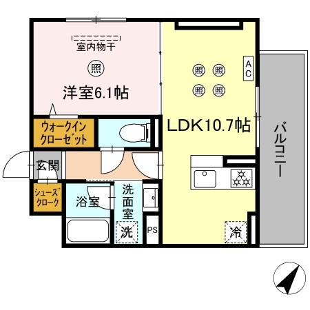 D-ROOM板付(1LDK/2階)の間取り写真