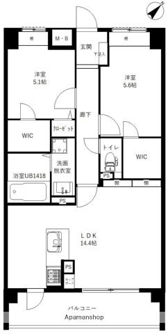 ソルカーサ(2LDK/5階)の間取り写真