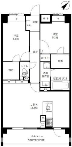 ソルカーサ(2LDK/5階)の間取り写真
