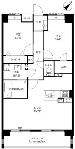 ソルカーサ(2LDK/6階)の間取り写真