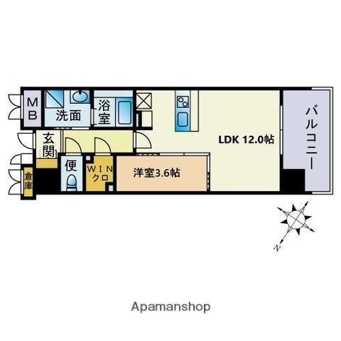 JP NOIE 天神南(1LDK/5階)の間取り写真