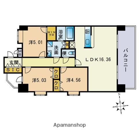 LASANTE大橋リバーサイドテラス(2LDK/2階)の間取り写真