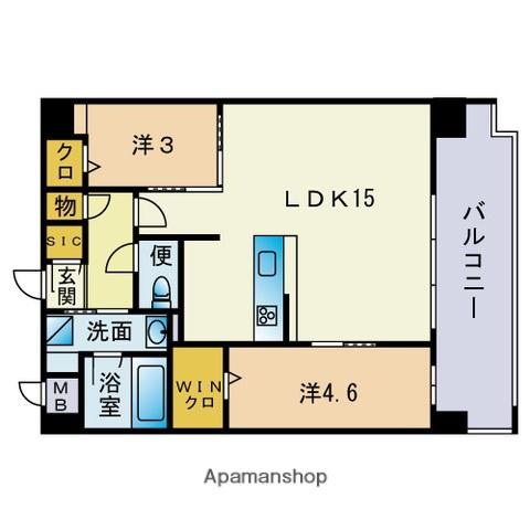 ウェルス天神南(2LDK/7階)の間取り写真