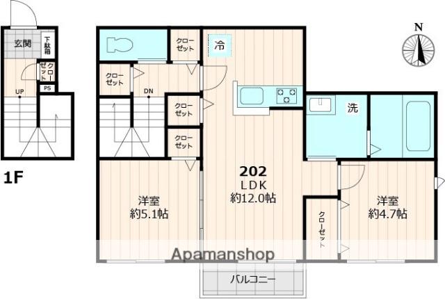 エレガンスプラスⅢ(2LDK/2階)の間取り写真