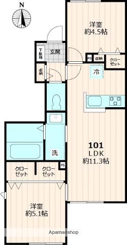 エレガンスプラスⅠ(2LDK/1階)の間取り写真