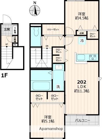 エレガンスプラスⅠ(2LDK/2階)の間取り写真