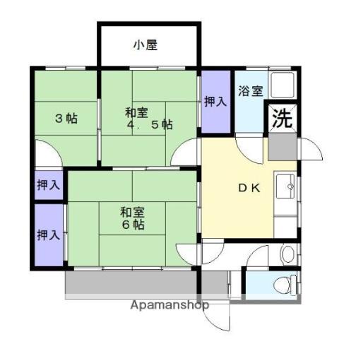 鹿児島本線 箱崎駅 徒歩9分 1階建 築59年(3K)の間取り写真