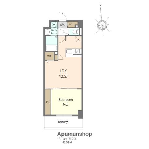 S-RESIDENCE大濠公園ACHIEVE(1LDK/5階)の間取り写真