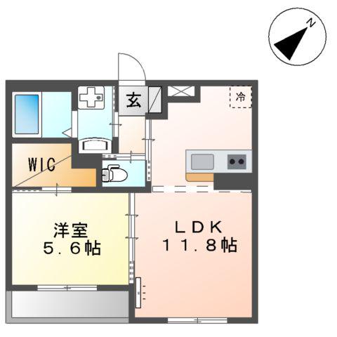 フォレスト離宮BLOOM(1LDK/4階)の間取り写真