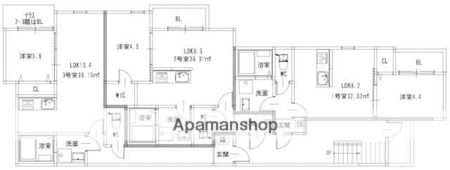 メゾンクラッセ竹下南(1LDK/3階)の間取り写真