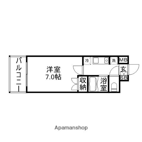 ロマネスク大橋第6(1K/4階)の間取り写真