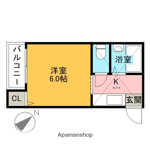 オルベージュ大楠(ワンルーム/1階)の間取り写真