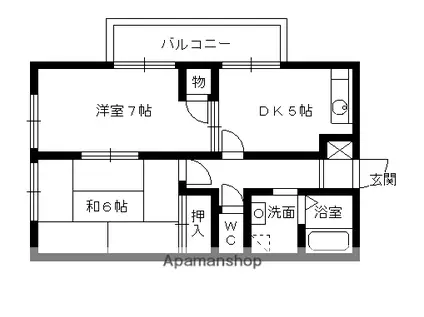 エレガント鬼塚Ⅴ(2DK/2階)の間取り写真