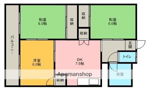 コーポ若久(3DK/1階)の間取り写真