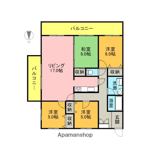 エーワイハイツ寺塚(4LDK/1階)の間取り写真