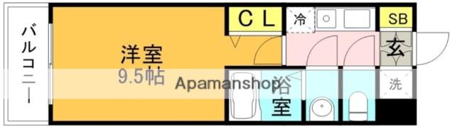 ピュアドームパラジオ博多(1K/5階)の間取り写真