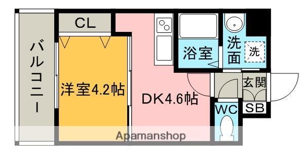 ジェイド博多(1DK/11階)の間取り写真