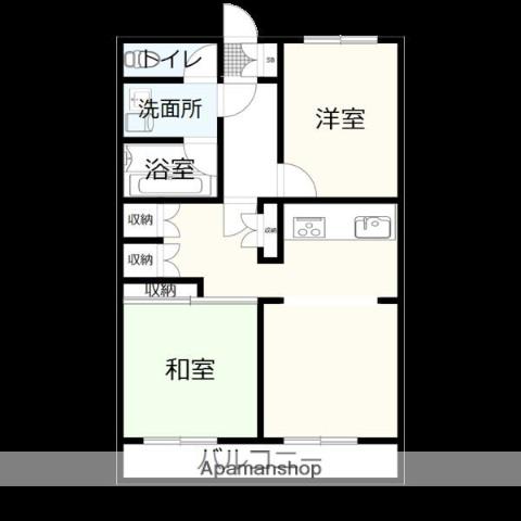 ライオンズマンション南福岡(2LDK/3階)の間取り写真